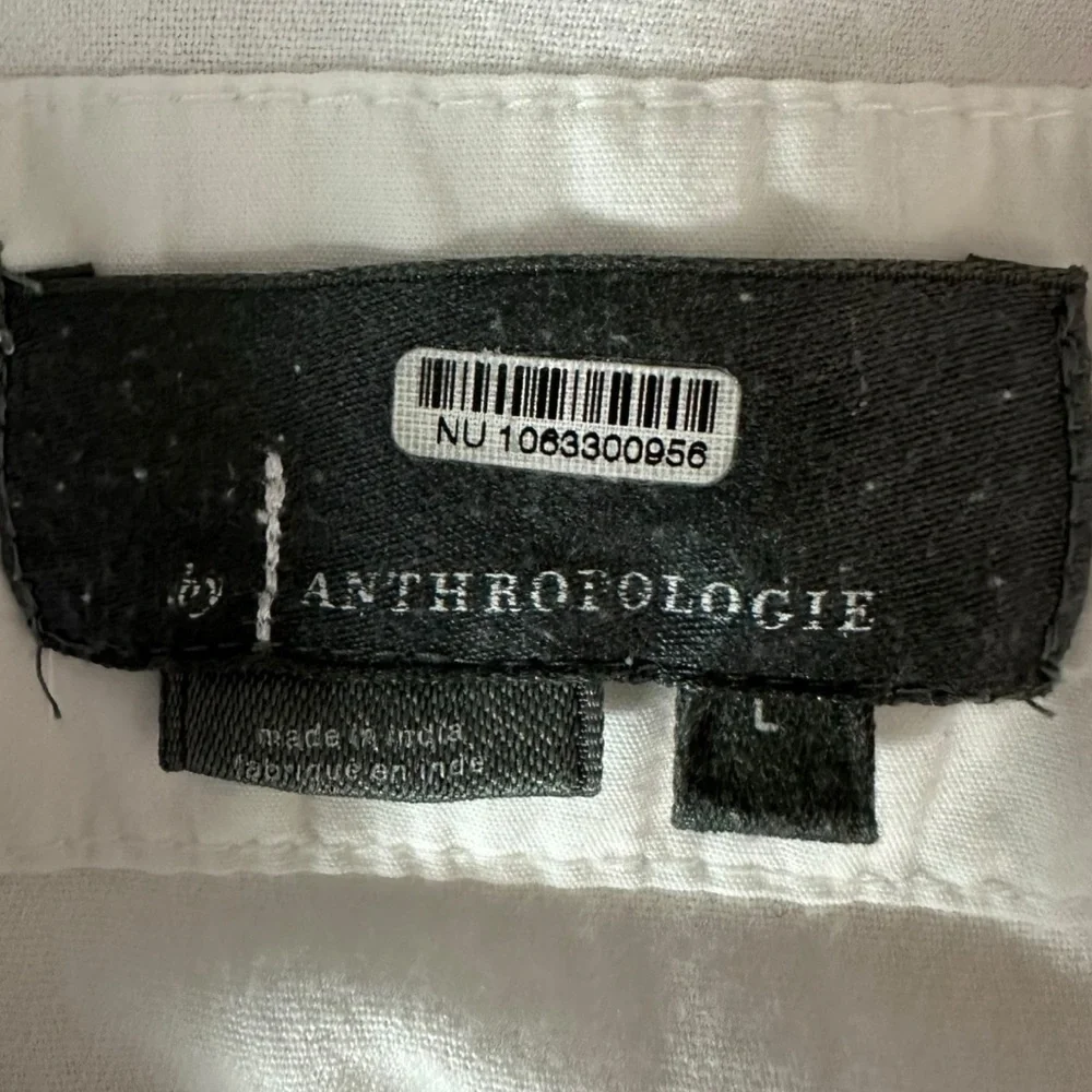 Anthropologie Maeve The Tommie Smocked Shirt Dress Eyelet Trim Zip Front Large - Picture 9 of 11